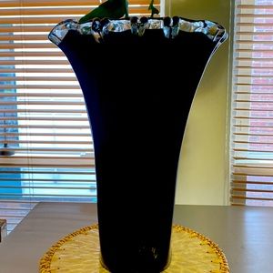 Beautiful black glass vase